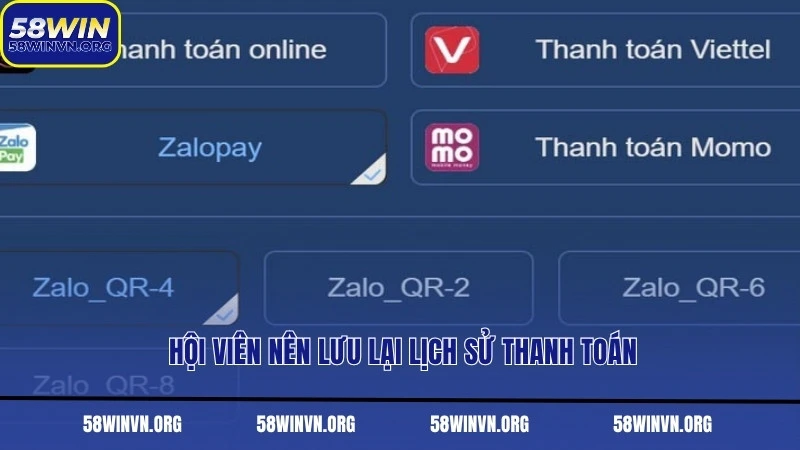 Hội viên nên lưu lại lịch sử thanh toán