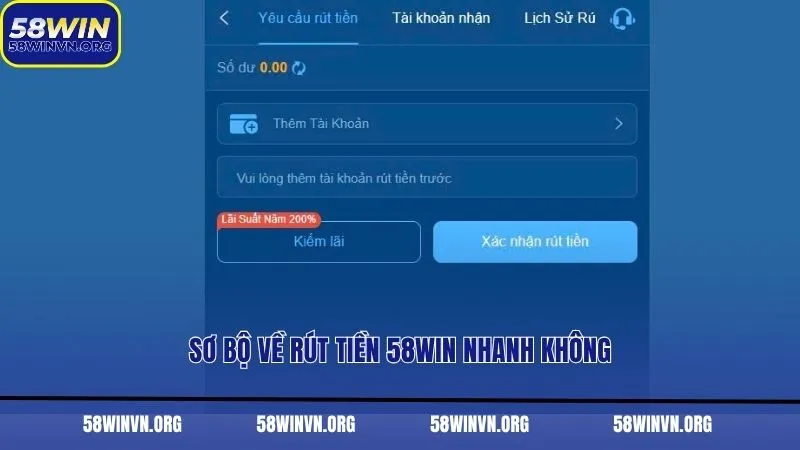 Sơ bộ về rút tiền 58WIN nhanh không
