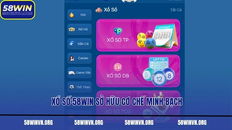 Xổ số 58WIN sở hữu cơ chế minh bạch